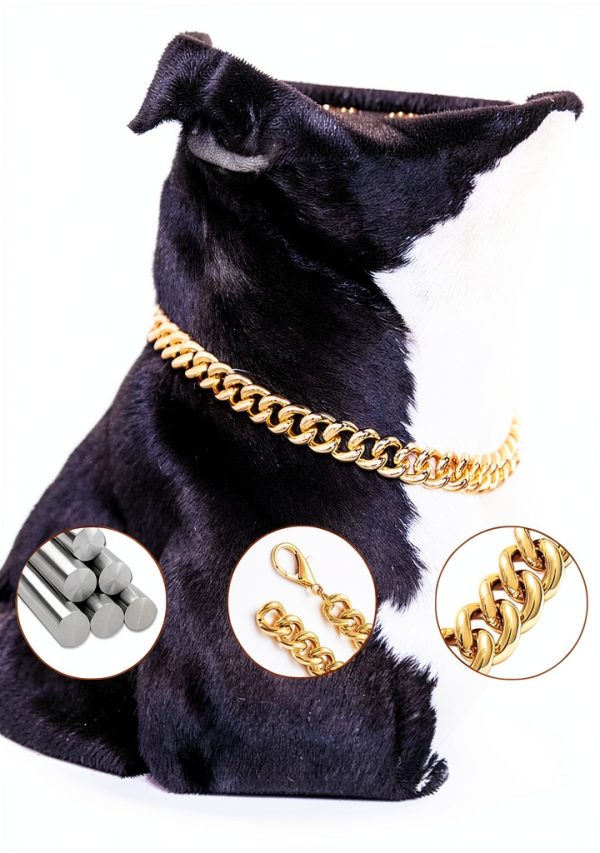 PP COLOR Gold Dog Collar Lightweight Metal Adjustable Chain-5