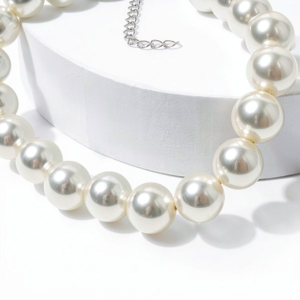 RayMinsino Dog Pearl Collar Adjustable White Pet Necklace-4