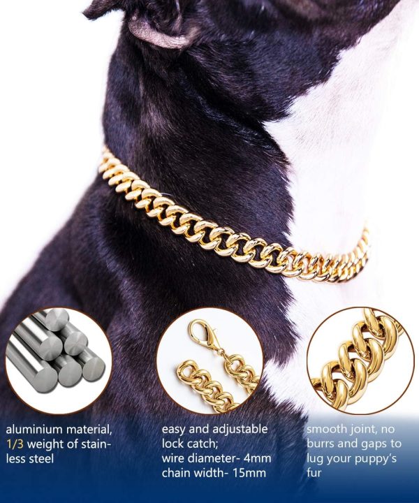 PP COLOR Gold Dog Collar Lightweight Metal Adjustable Chain-5