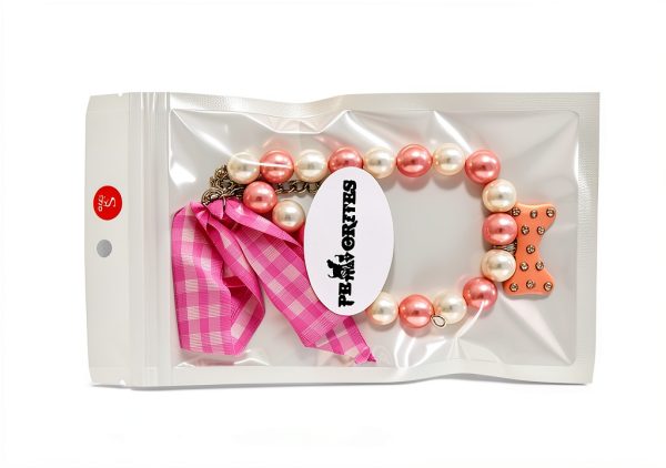 PETFAVORITES Dog Necklace Pink Pearl Rhinestone Bling Collar-1