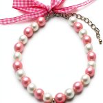 PETFAVORITES Dog Necklace Pink Pearl Rhinestone Bling Collar-0