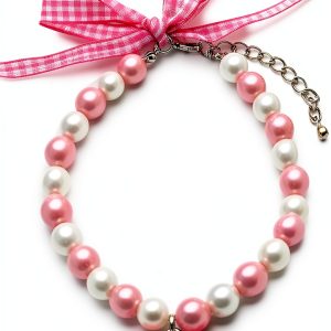 PETFAVORITES Dog Necklace Pink Pearl Rhinestone Bling Collar-0