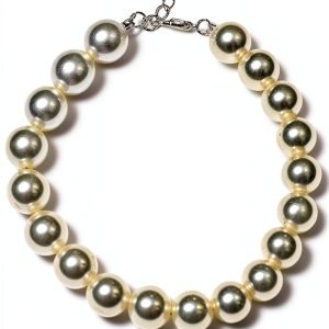 RayMinsino Dog Pearl Collar Adjustable White Pet Necklace-0