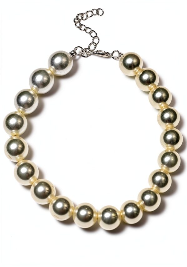 RayMinsino Dog Pearl Collar Adjustable White Pet Necklace-0