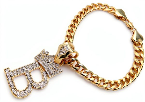 Icemond Dog Necklace Rhinestone Pendant 18 Inch Cuban Chain-1