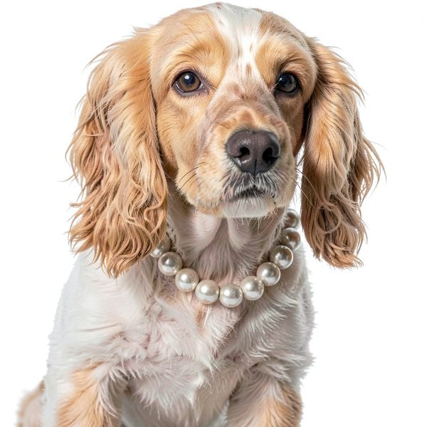 RayMinsino Dog Pearl Collar Adjustable White Pet Necklace-2