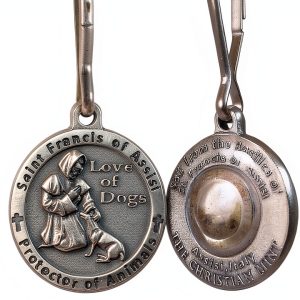 St Francis Dog Necklace Silver Alloy Medal Pet Supplies-0