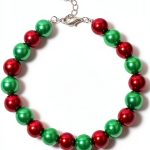 Dog Pearl Necklace RayMinsino Adjustable Green Red-0