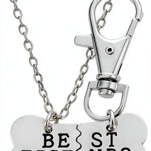 Dog Bone Necklace Key Chain Set PawMate Silver Alloy 45cm Length-0