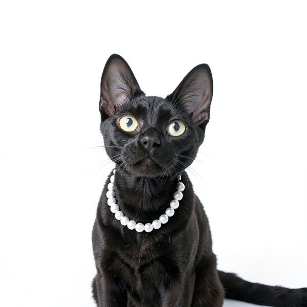 Furlingda Pearl Necklace for Cats and Small Dogs Adjustable 8''+2''-2