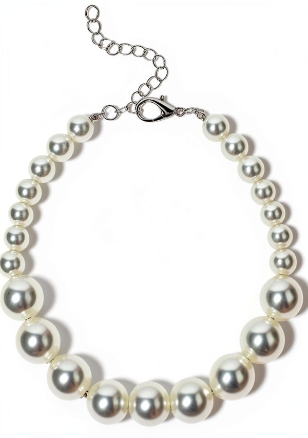Furlingda Pearl Necklace for Cats and Small Dogs Adjustable 8''+2''-0