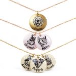 Anavia Personalized Pet Portrait Necklace Silver 3-Disc Gold Plated-0