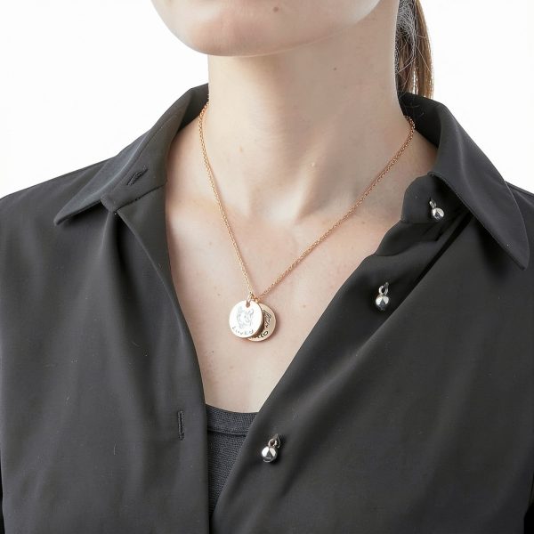 Anavia Personalized Pet Portrait Necklace Silver 3-Disc Gold Plated-5