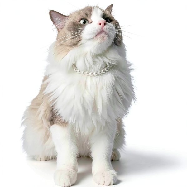 Furlingda Pearl Necklace for Cats and Small Dogs Adjustable 8''+2''-4