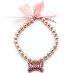 PetFavorites Dog Necklace PF-PN010 Pink Handmade Pearl Rhinestone-0