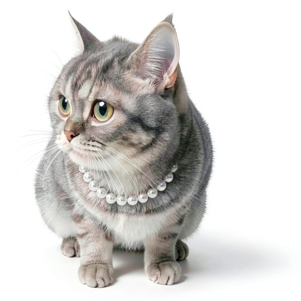 Furlingda Pearl Necklace for Cats and Small Dogs Adjustable 8''+2''-7