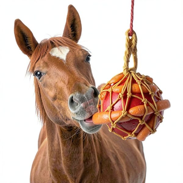 Carrot Feed Toy Hanging Treat Ball by vomvomp for Horses Net Design-0