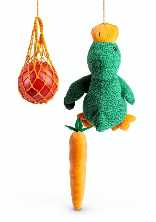 Horse Toys for Horses 5 PCS Set, Goats Enrichment Toys, Including Hay Net, Hay Ball, Toy Ball, Squeaky Duck, Plush Carrot Toy with Hanging Ropes for Goat,Sheep to Play with, Relieve Stress-2