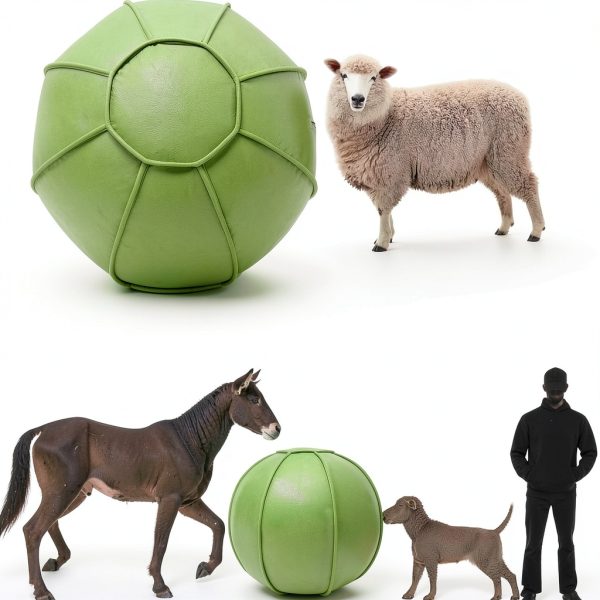 Herding Ball for Dogs, Dual Layered Set for Australian Shepherd, Cattle, Collie, Agility Equipment-Free Training Book (Green, 22 inches)-3