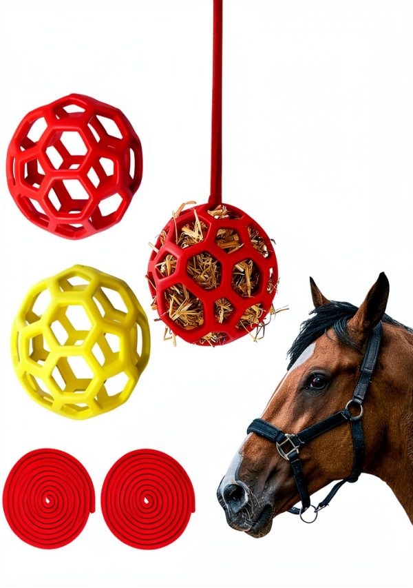 Goat Feeder Hanging Toy by FFOTD – Durable TPR Ball (Red & Yellow)-0
