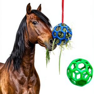 2 Pack 5.5inch Horse Treat Ball Hay Feeder Toy Ball Avoid Boredom Hanging for Goat Sheep Relieve Stress Horse-0