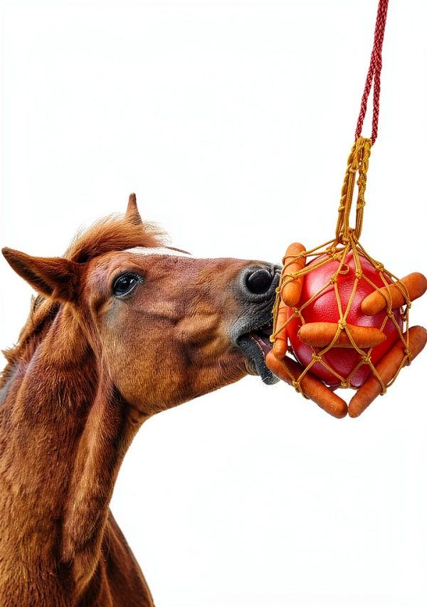 Carrot Feed Toy Hanging Treat Ball by vomvomp for Horses Net Design-1