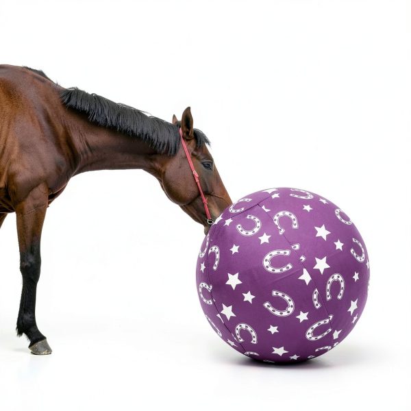 40 Inch Horse Ball Cover, Ball Cover for Horses(Noble Purple Horseshoe Pattern, 40inch)-3