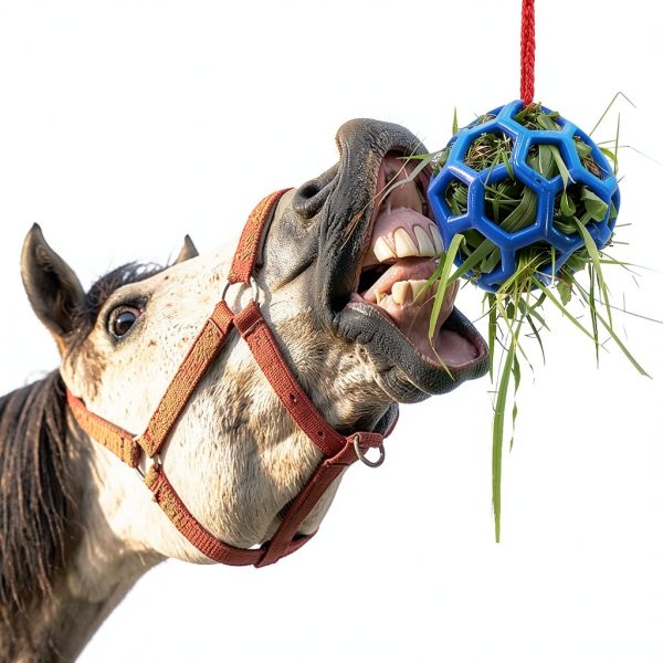 2 Pack 5.5inch Horse Treat Ball Hay Feeder Toy Ball Avoid Boredom Hanging for Goat Sheep Relieve Stress Horse-3