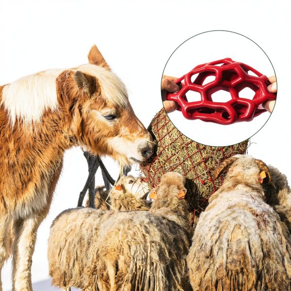 Goat Feeder Hanging Toy by FFOTD – Durable TPR Ball (Red & Yellow)-2